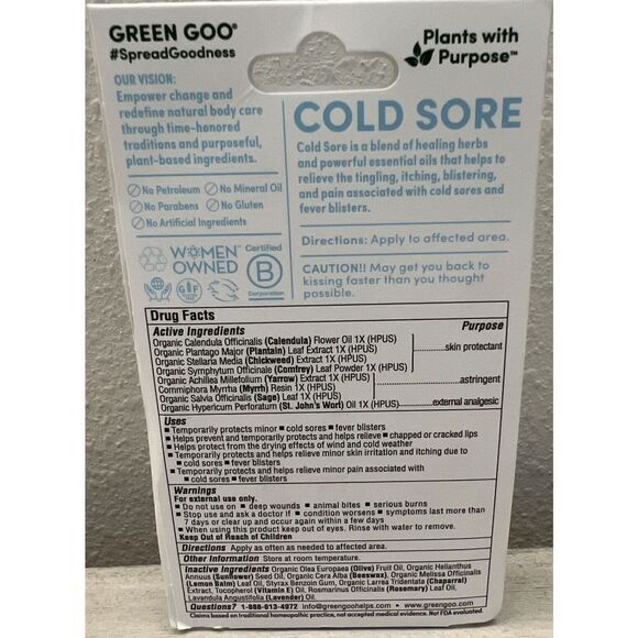 GREEN GOO Homeopathic Cold Sore Relief Salve .7oz. 19g.  EXP 03/2025 - Picture 4 of 7